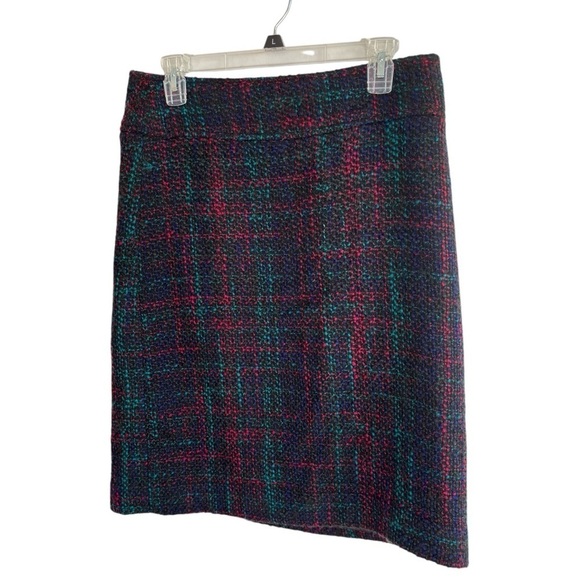 Talbots Pencil Skirt Size 10 Plaid multicolor High Rise Nubby Tweed Wool Blend - Picture 5 of 11